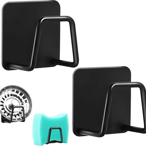 Porte Eponge Evier Cuisine Auto Adhesif INOX Support 2 pièces 304 (1/5)