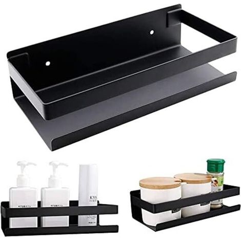 Soporte de baño de acero inoxidable, soporte para ducha, 20 cm, requiere perforación e instalación - negro - Fei Yu (1/5)