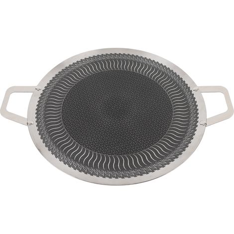 Poêle à griller coréenne en acier inoxydable antiadhésive à double poignée ronde pour table de cuisson à induction barbecue de camping en plein air 38 cm (1/5)