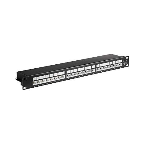 CAT 6a pannello patch da 19 pollici (48,3 cm), 24 porte (1 U), STP schermato, nero. colore nero (1/2)