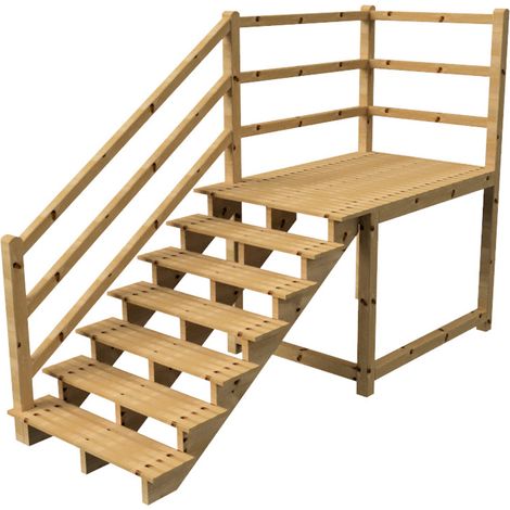 MILANO Außentreppe 7 Stufen H122 cm - Podest L189 x B120 cm - Treppengeländer links - Podestgeländer links und hinten