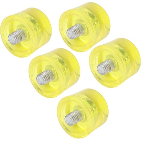 Kit de 5 têtes de marteau en caoutchouc de rechange M8x1, souples, transparentes et jaunes, Ø 30 mm (1/5)