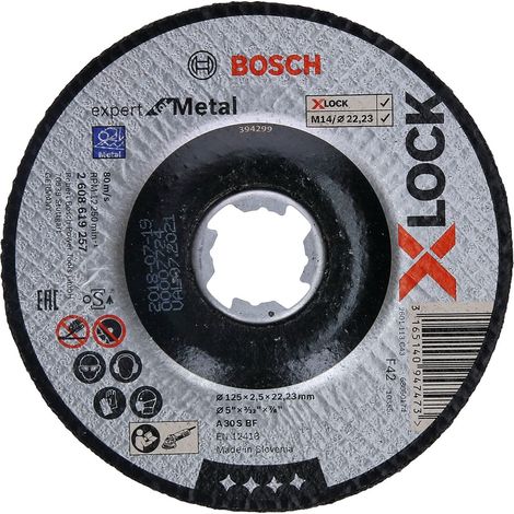 Bosch Professional 2608619257 Mola da Taglio a Centro Depresso, per Metallo, X-Lock, Ø125 mm, Diametro Ø: 22.23 mm, Spessore: 2.5 mm (1/4)