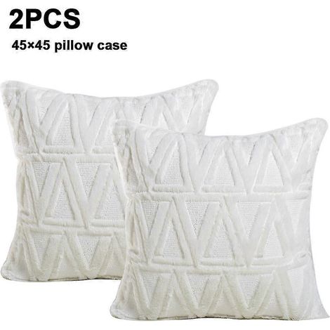 Lot de 2 housses de coussin décoratives douces et courtes en peluche, 45 x 45 cm (1/5)