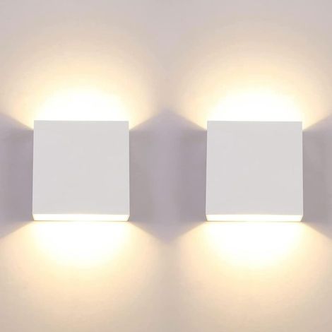 2 Stück LED-Wandleuchten 7W Modern Indoor 3000K Quadratisch Weiß Dekorativ für Schlafzimmer, Wohnzimmer [Energieklasse G] (1/5)