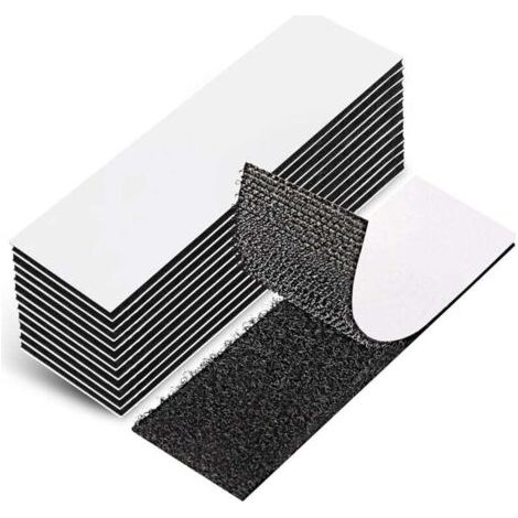 12 Pièces Scratch Autocollant Double Face， 3 x 10cm Puissant Scotch Scratch pour La Maison Et Le Bureau Noir Amovible et Réutilisable Bande Scratch Adhésive