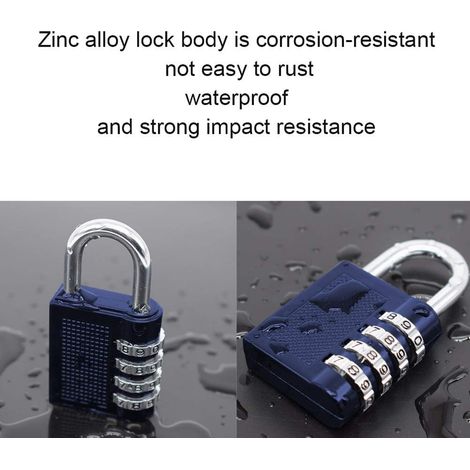 Serrures à combinaison Cadenas extérieur pour l'école Locker Bote outils Pad Lock Petit Combo Digit Sports Gate Réinitialisable Code 4 Chiffres Casier Exterieur Serrure Clé (bleu) (1/3)