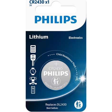 Batteria al litio Cr2430 Philips 3vdc (blister 1 batteria) Cr2430-philips (1/2)