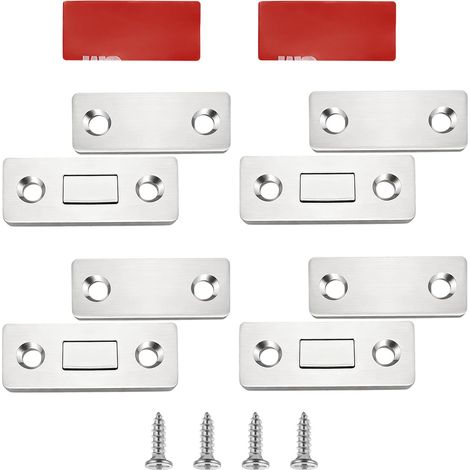 4 Loquets Magnétiques pour Placard, Pose Adhésive ou Fixation à Vis (1/5)