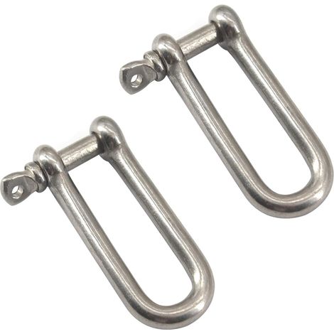 Manille lyre en acier inoxydable 304 (modèle long, lot de 2) avec axe à vis – Pour le levage, le gréage et la connexion de chaînes et de cordages (1/5)