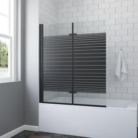 Badewannenfaltwand für Badewanne Eck Duschtrennwand Badewannenaufsatz 5 mm ESG glas mit Nanobeschichtung 8. 120 x 140 cm Schwarz