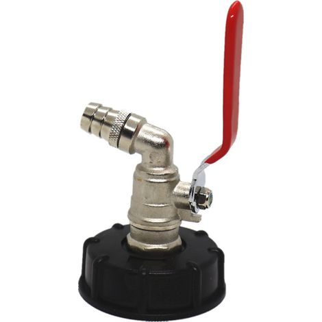 Wassertankventil-Anschluss S60x6 auf G3/4 Zoll Grobgewinde-Adapter, Messing-Schlaucharmatur, roter Griff (1/5)