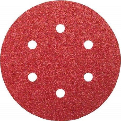 Feuilles abrasives - Lot de 5 - Diamètre 150 mm - 6 trous - Fixation auto-agrippante - Pour bois (1/3)
