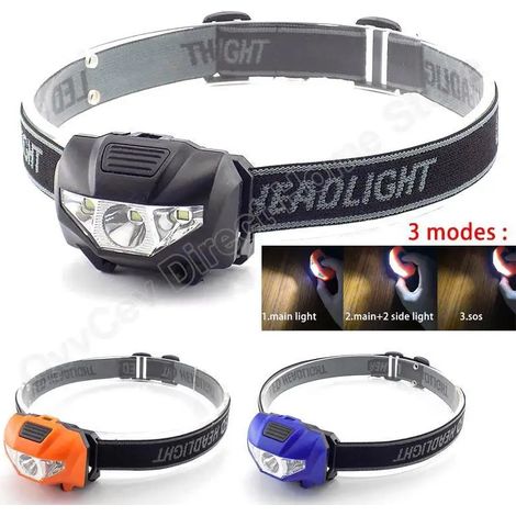 (Orange) Lampe frontale mini LED à piles AAA, lampe torche, mini petite lanterne lumineuse et puissante pour la pêche et le camping (1/5)