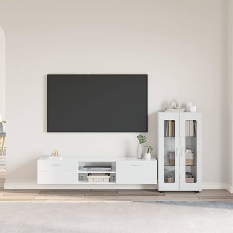 TV Cabinet Set FLORIN 3 pcs High Gloss White Engineered Wood vidaXL