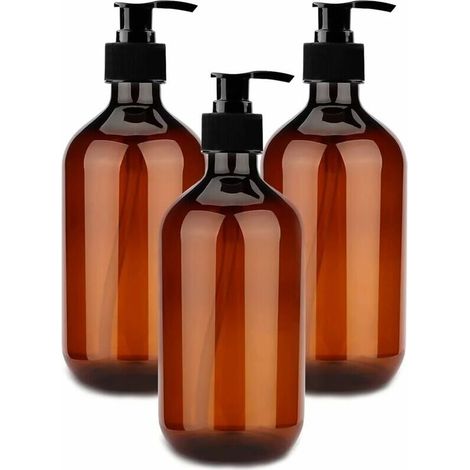 royaluxe - Flacon Pompe Vide 500ml Distributeur Bouteille Shampoing Plastique pour Savon Shampoing Lotion 3 Pièces (1/4)