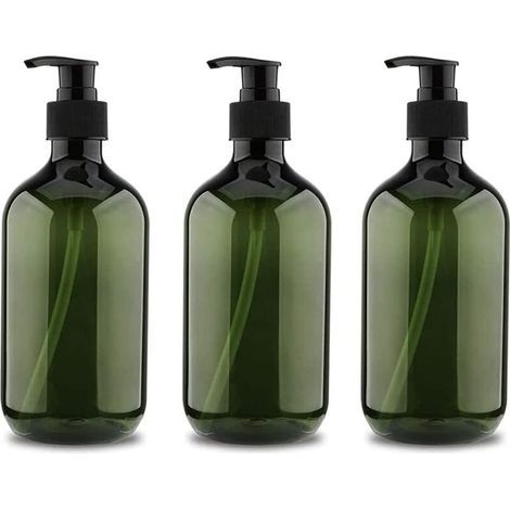 Lot de 3 flacons pompe 500ml – Distributeurs de savon rechargeables – Conception étanche – Pompe anti-goutte – Plastique PET durable - 5ooml (1/5)