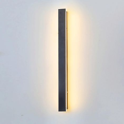 Applique Murale Longue Bande en Aluminium, Applique Murale linéaire Noire pour Porche, Appliques murales LED Modernes, Appliques murales extérieures étanches IP65, Applique Murale d'éclairage