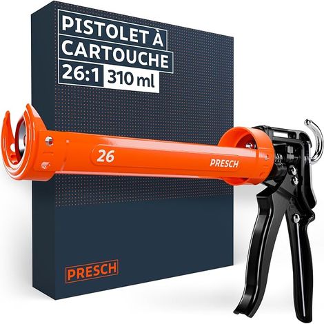 Silicone gun 26:1 thrust ratio with anti-drip – cartridge gun up to 310 ml (high viscosity, high tack adhesives & mortar) – 360° swivel and drilling needle (1/5)