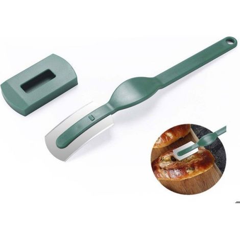 Outils de cuisson 2 pièces, trancheuse à pain incurvée, coupe-pain, grattoir à pain français, couteau à pâte-MCJ (1/3)