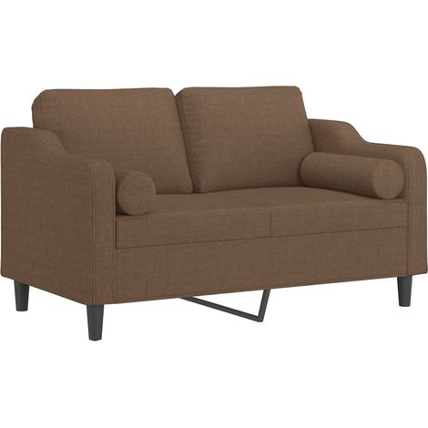 vidaXL Divano a 2 Posti con Cuscini Marrone 120 cm in Tessuto (1/5)