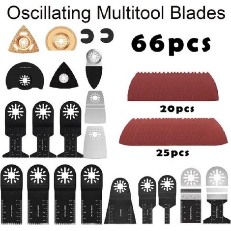 ZOLGINAH 66 hojas de sierra oscilante madera plástico metal universal multiherramienta accesorios kit incluye bolsa de almacenamiento adecuado para DeWalt Parkside Black & Decker Makita (1/5)