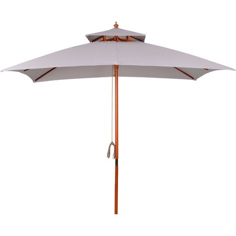 Ombrellone da giardino 3x3 m con 8 stecche di bambù e telo a 2 livelli – Grigio, elegante e leggero.