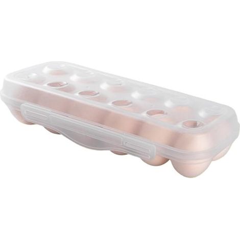 Huevera transparente con tapa para 12 huevos – Apta para lavavajillas, sin BPA, con cierre de clip, 30x11x6cm (1/5)