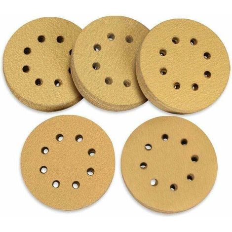 Lot de 100 disques abrasifs 125 mm Velcro 60 80 120 150 220 grain 8 trous différents pour ponceuse orbitale aléatoire - RWDIY ›Outillage à main et électrique› Accessoires pour outils électriques ›Acce (1/5)