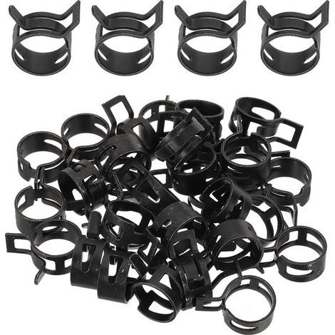 Abrazaderas manguera banda elástica, 32 piezas diámetro 14-15,5 mm, 0,5" (13 acero manganeso, tubo manguera vacío silicona tuberías negro, 13 mm (1/5)
