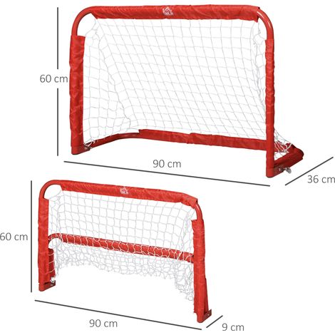 Mini porte da calcio pieghevoli, set da 2, acciaio Q195, rosso 90 x 36 x 60 cm HAVRYA (1/5)