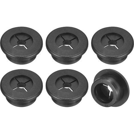 6 Pcs Passe-Câble pour Cordon, 22mm Passe-Câble de Bureau en Caoutchouc Flexible Grommets de Fil Cache-Trou pour Bureau Organisateur de Câbles d'Ordinateur, Noir (1/5)