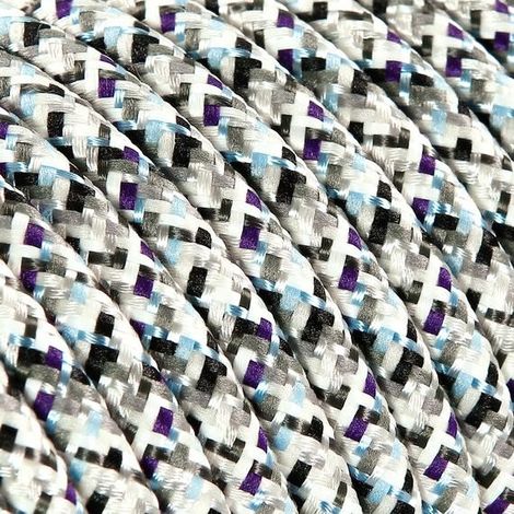 Fil Électrique Tissu Pixel Gris 2x0,75mm² - Câble Électrique Textile de Qualité
