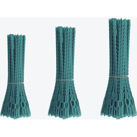 Lot de 150 Attaches Plantes Réglables Antivents -Support Tomate, Attache Plante et Serre-Câble Polyvalent - pour Vergers, Potagers et Jardins - 3 Tailles (23cm, 17cm, 13cm en Vert Foncé) (1/5)