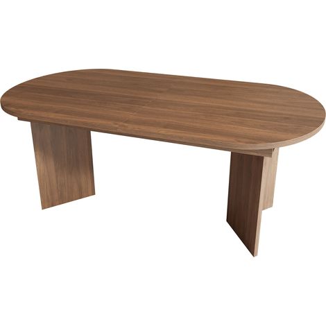 Table à manger extensible 160/200 90 cm, adaptée pour 6 à 8 personnes, table à manger aux coins arrondis, plateau épaissi, table à manger extensible au style simple, noyer (old sku:N634D0003A) (1/5)