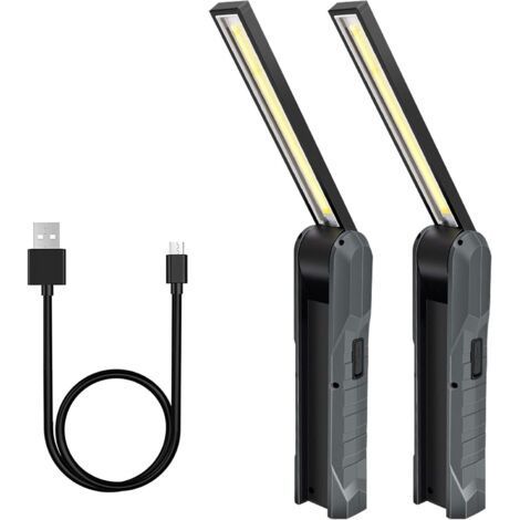 Pièces Baladeuse Led Rechargeable, Lampe de Travail 5 Modes Lampe Mecanicien Torche Pliable Lampe avec Base Magnétique Lampe d'Inspection pour Camping, Réparation Automobile, Gris (1/4)