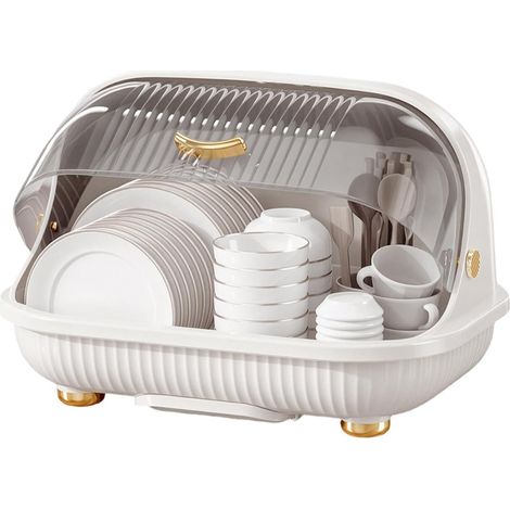 Égouttoir à Vaisselle Boîte Anti-poussière avec Poignée Séchoir à Vaisselle de Cuisine pour Couteaux, Assiettes, Verres, Tasses et Biberons (1/5)