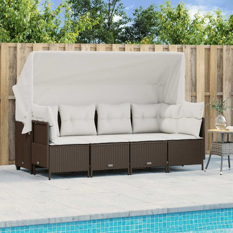 Set comedor de jardín 5 piezas y cojines ratán sintético marrón vidaXL (1/5)