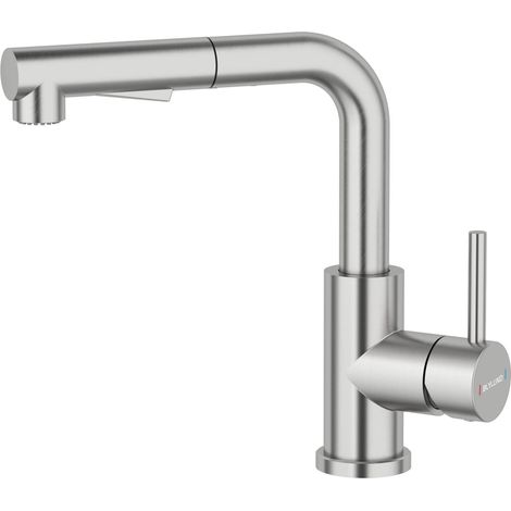 Robinet de cuisine basse pression avec douchette extensible, mitigeur sans pression, 2 types de jet, robinet pour chaudière, cartouche mitigeur (1/5)