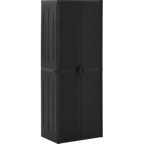 vidaXL Armadio da Giardino Nero 65x45x172 cm in Rattan PP