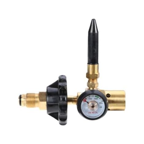 Réducteur de pression à l'hélium en laiton avec filetage extérieur CGA580 et G5/8, plage de réglage 1-200 bar pour bouteilles d'hélium, régulateur de remplissage robuste pour l'industrie (A) (1/5)