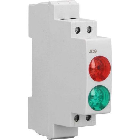 Lampada di segnalazione rossa e verde per montaggio su guida DIN, doppia spia LED per quadro di distribuzione, tornio CNC, AC/DC (1/4)