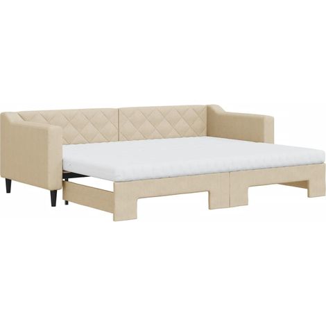 Maison Exclusive - Divano Letto Estraibile con Materassi Crema 80x200 cm Tessuto