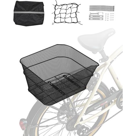 VEVOR Cestino Posteriore per Bici Medio, con Rete di Carico e Copertura Impermeabile, Cestino Posteriore per Trasportare Frutta Alimentari, Strumenti di Montaggio Inclusi 390 x 310 x 210 mm
