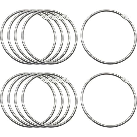 Lot de 10 Anneaux de Reliure,Grand Anneau en Métal Polyvalent,Anneau de Classeur,80 mm Anneaux Rideau à Ouvrir pour Rideau de Douche Porte-clés T-Shirt Sac Scrapbooking DIY (1/5)