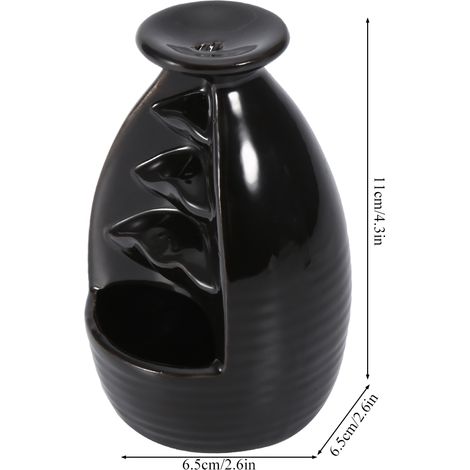 Flacon brûleur d'encens en céramique avec reflux, brûleur d'encens conique en céramique, support pour brûleur d'encens, style « Retour aux racines », vendu avec JY17571. (1/4)