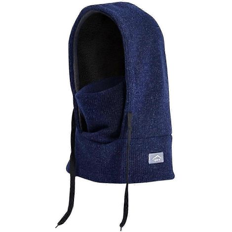 Kinder-Mütze-Schal-Set, einfarbig, mit Kordelzug, warme Wintermütze mit dickem Samtfutter, weiche Mütze-Denim blue (1/5)