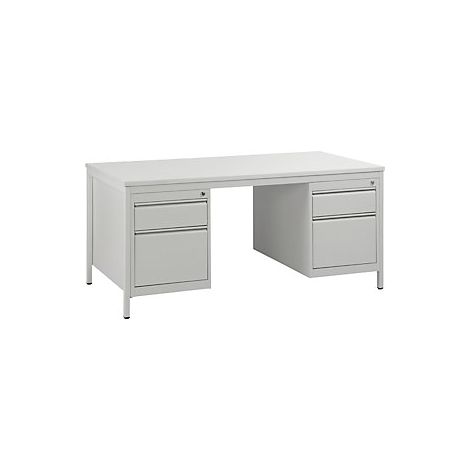Escritorio para encargados gris luminoso cajones: 2 x 140 mm (1/3)