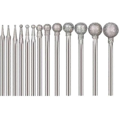 13 fraises diamantées sphériques, mandrin 2,35 mm, pour meulage pierre/céramique/verre, compatible outils rotatifs (1/5)
