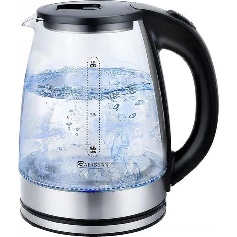 Bouilloire En Verre 1.8 Litres, Bouilloire Électrique En Verre Avec Rétro-Éclairage Led, Arrêt Automatique Et Protection Contre La Surchauffe, Socle Pivotant, Sans Bpa (1/5)
